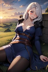 Magicienne dans un univers fantaisy et médiéval anime