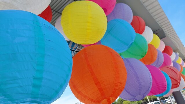 colorful lanterns design for celebration and happiness concept