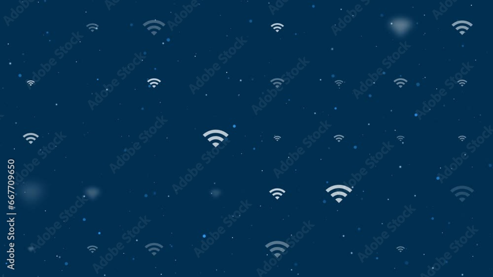Poster template animation of evenly spaced wifi symbols of different sizes and opacity. animation of transp