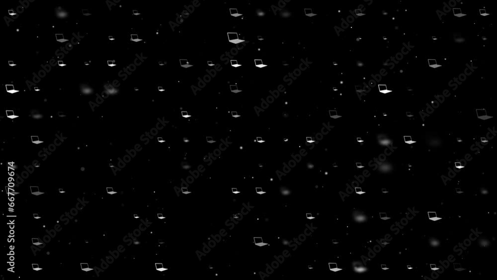 Poster template animation of evenly spaced notebook symbols of different sizes and opacity. animation of tr