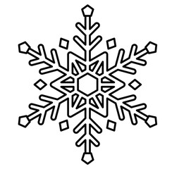 Christmas snowflake doodle icon outline