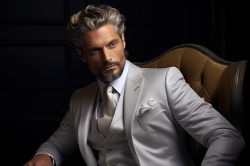 Obraz premium A Dapper Gentleman Relaxing in a Comfy Armchair