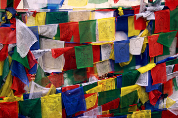 Wall of Tibetan prayer flags