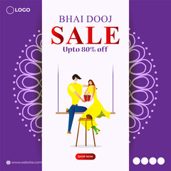 Vector illustration of Happy Bhai Dooj Sale social media feed template