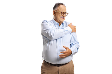 Mature man with pain in shoulder