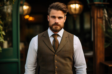 Fototapeta premium Stylish Bearded Gentleman in Formal Attire