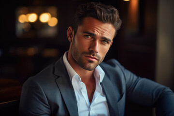 Contemplative Man with Handsome Features