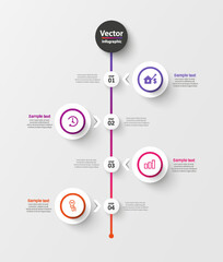 Creative business infographic template with icons and 4 steps. Can be used for workflow layout, diagram, annual report, web design