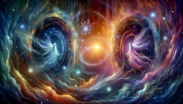 Enigmatic Portals Revealing Shimmering Realms of Fantasy