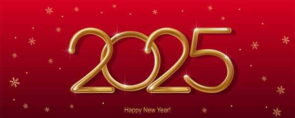 2025 Happy New Year hand lettering calligraphy. Vector holiday illustration element. Typographic element