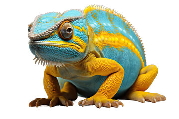Obraz premium colorful chameleon isolated on a transparent background.close-up chameleon .