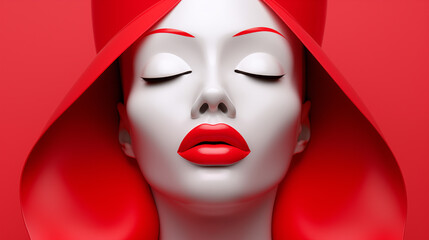 Portrait of a woman with an abstract decor. Make-up and cosmetics fashion background.