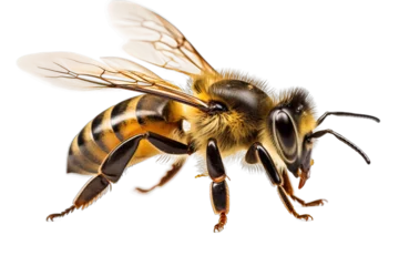 Fotobehang Close-up of a bee isolated on a transparent background. © png-jpeg-vector