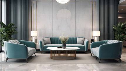 Premium Lounge Interior Design Luxury Furniture Tile Floor Background