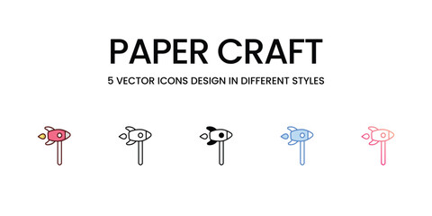 Fototapeta premium Paper craft icons set, colorline, glyph, outline, gradinet line, icon vector stock illustration isolate white background.