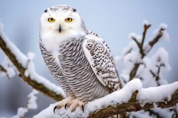 Majestic Snowy Owl Resting in the Forest