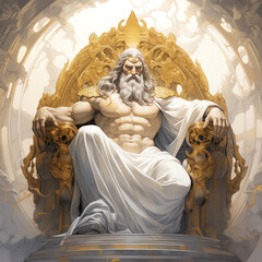 Zeus sits on his throne - obrazy, fototapety, plakaty