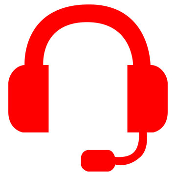 Red Gamer Headphones Icon On Transparent Background