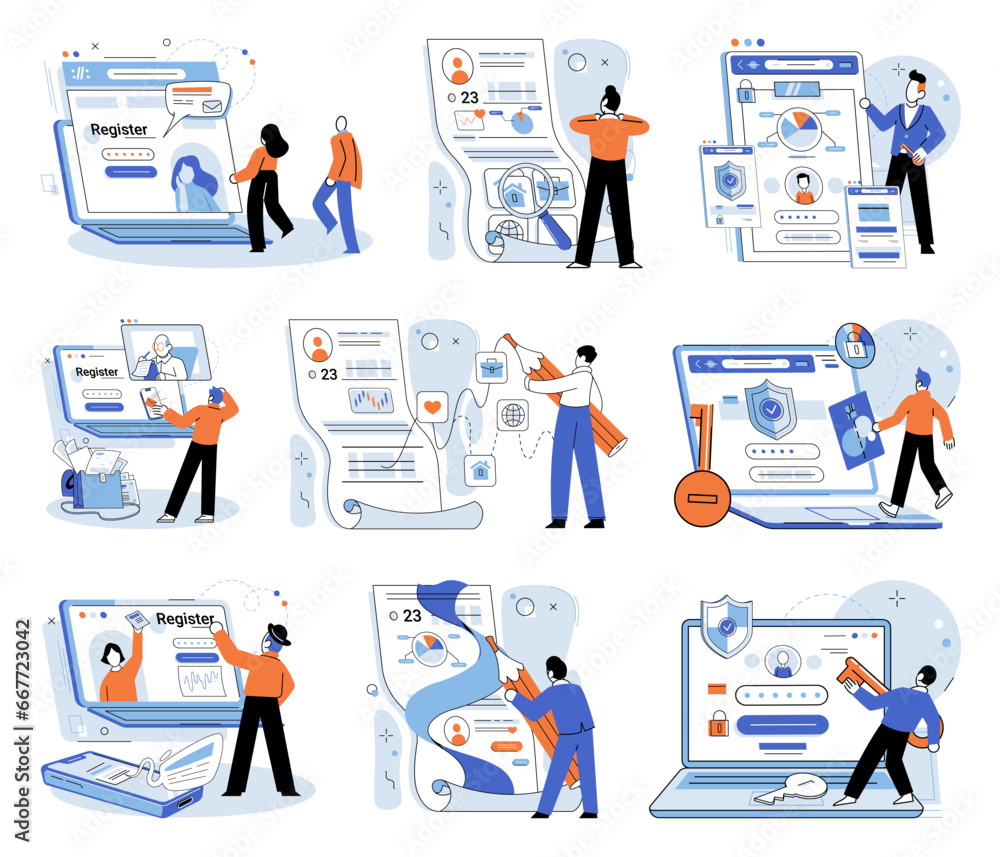 Poster user authorization. vector illustration. passwords serve as means user authentication and account se
