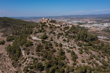 Aerial view of the castle Claramunt