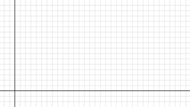 Graph white chart animation with lower left black lines target, grid lines background, maths paper, 4K