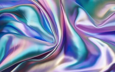 Obraz premium Bright Iridescent fabric background. Shiny silk or satin fabric. Mother of pearl texture, multi-colored