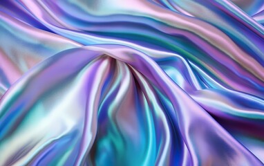 Obraz premium Iridescent silk or satin texture background. Bright multicolored texture. Shiny mother of pearl fabric.
