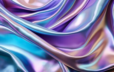 Iridescent silk or satin texture background. Bright multicolored texture. Shiny mother of pearl fabric.