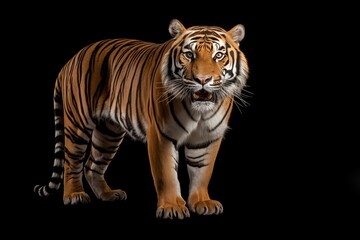 Obraz premium AI generated illustration of a Bengal tiger on a black background