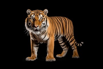 Obraz premium AI generated illustration of a Bengal tiger on a black background