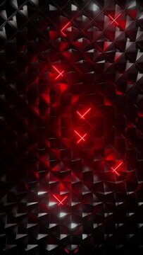 Red Neon Lines in Metallic Maze