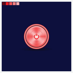 Vector - Red Circle Button on White Background