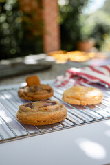 aesthetic traditional american cookie with different flavours with background carefully placed for picture