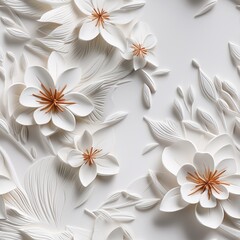 Fototapeta na wymiar wall with a seamless background of paper flowers handmade craft creative abstraction
