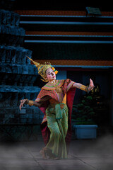 person in costume. Woman dancers in clothing. Woman in Traditional Costume of Thailand.  - obrazy, fototapety, plakaty