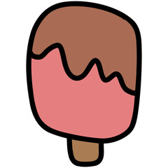 Ice cream coloring illustration, cute colorful, easy to draw