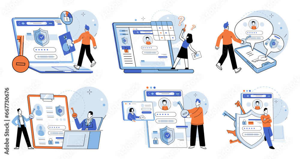 Poster user authorization. vector illustration. passwords serve as user authentication mechanism to protect