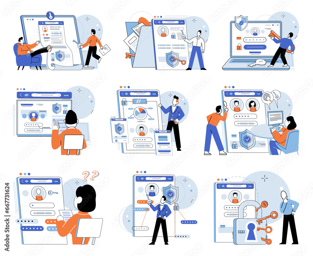 Poster user authorization. vector illustration. technology advancements in information technology enhance u