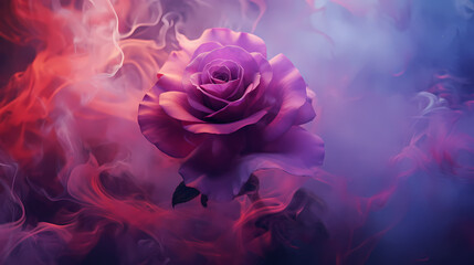 Rose in pink smoke background wallpaper poster PPT