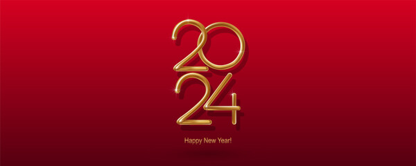 2024 Happy New Year hand lettering calligraphy. Vector holiday illustration element. Typographic element