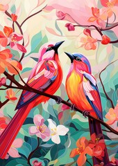 A Serene Nature Scene With Colorful Feathers and Delicate Balance