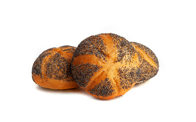 Poppy Seed Bread Isolated, Kaiser Roll, Seeds Breakfast Bun, Poppyseed Round Bagel, Poppy Seed Bun