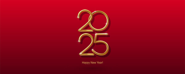 2025 Happy New Year hand lettering calligraphy. Vector holiday illustration element. Typographic element