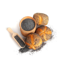 Poppy Seed Bread Isolated, Kaiser Roll, Seeds Breakfast Bun, Poppyseed Round Bagel, Poppy Seed Bun