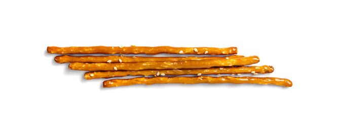 Bread Sticks, Pretzel Straws, Sesame Grissini, Pretzels Snack with Sesame Seeds, Long Rusks