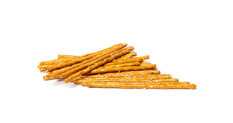 Bread Sticks, Pretzel Straws, Sesame Grissini, Pretzels Snack with Sesame Seeds, Long Rusks