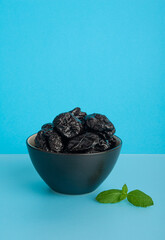 Dry Plums Isolated, Dried Black Fruits, Prune Group, Dry Plum Fruit on White Background