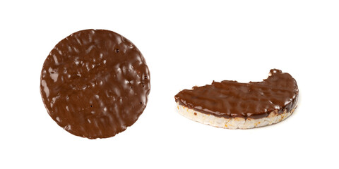 Puffed Rice Cake with Chocolate Isolated