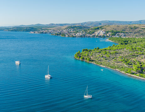 boats on the  adriatic sea near Zaboric