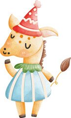 Whimsical Watercolor Giraffe Circus Clipart - Festive Holiday Fun